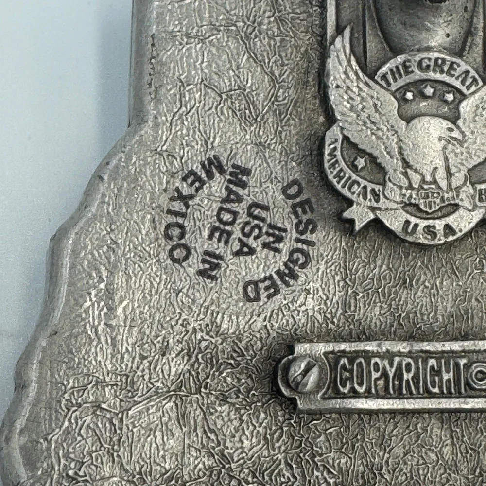 Bald Eagle‎ Belt Buckle Western Americana Black Enamel Silver Tone